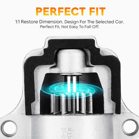 Close-up of Ford Focus Escape Explorer Edge Transit Connect 6674 Starter Compatible With 2.0L 2.3L 2.5L Engines PMGR 11T