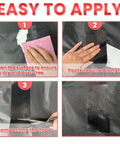 Steps showing application of Heavy Duty Outdoor Repair Tape For Awnings Tarps Ripstop Fabrics Boat Covers Tents And Sails Waterproof UV Resistant Black Patch Kit For Quick Pro Grade Tough As Nails All Weather Fixes