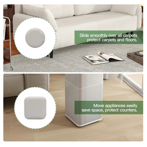 12 Pack 1 Inch Stick On Furniture Sliders Set With 8 Round And 4 Square Pads Beige Glide Movers on carpet and hardwood floor