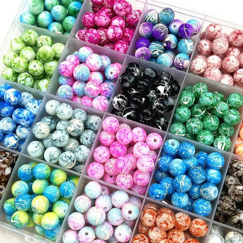 Premium Pattern Round Glass Loose Spacer Beads For DIY Jewelry Making Bracelets Necklaces Earrings Glitter Craft Supplies Kits Straight Up Drip Vibe