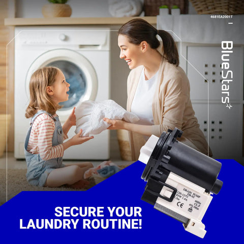 Plug And Play Drain Pump 4681EA2001T For LG Washers WM8000HVA with mother and daughter doing laundry in background
