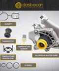 Drop Dead Reliable Electric Inverter Coolant Pump For Audi A3 A4 A5 A6 Q5 And VW Jetta features aluminum water pump and thermostat.