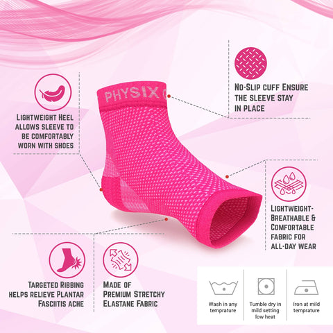 Plantar Fasciitis Relief Socks With Arch Support For Men And Women, Toeless Ankle Compression Sleeve For Foot Pain, Swelling And Heel Spur Relief, No Motion Restriction, All Day Comfort, Pink Size L XL