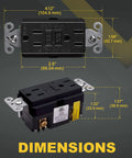 Dimensions of 10 Pack Slim GFCI Outlets 15A 125V With Self Test LED Indicator And Wall Plate ETL Listed Non Tamper Resistant