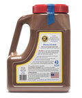 Back view of All Season Backyard Critter Repellent Granules 3.5 lb shaker jug with label for deer and rabbit protection.