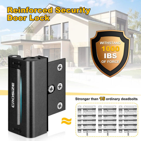 Ultra Tough 3 Inch Door Reinforcement Lock For Inward Swing Doors All Aluminum Security Bar Withstanding 1000 Lbs Of Force 15X Stronger Than A Traditional Deadbolt Defender Style Lock For Kid Safety And Preventing Unauthorized Entry Black