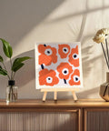 Plant Themed Punch Needle Kit For Adults And Beginners, All In One Embroidery Craft Set, finished orange floral decor on easel display