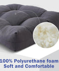 Outdoor Chair Cushions Set Of 2 For Patio With Ties Tufted 19 By 19 By 5 Inch Waterproof Seat Cushions Dark Grey Cushions For Outdoor Dining Chairs Patio Furniture Pads close-up showing 100% polyurethane foam filling.