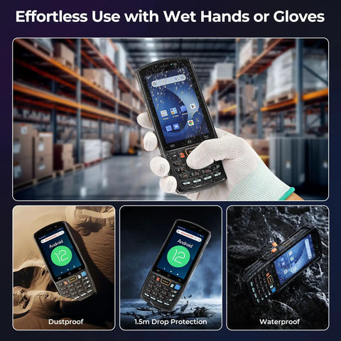 Android 12 Barcode Scanner Workhorse With Honeywell HS7 Engine IP67 Rugged Handheld Computer used in warehouse