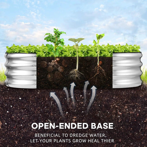 Raised Garden Bed Kit With Galvanized Planter Boxes 2 Pack 4x2x1ft Easy Assembly Outdoor Garden Bed For Veggies Fruits And Flowers Includes Gloves Wrench And Galvanized Nuts And Bolts with open-ended base for drainage.