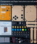 Hands On Solder Kit With Five Retro Game Classics For Electronics Practice And Learning components and instructions laid out