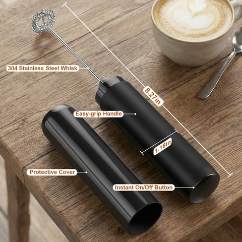Rechargeable Milk Frother Handheld Electric Coffee Mixer Wand On The Go With Stainless Steel Whisk And Portable Case