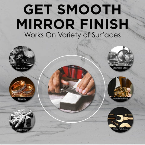 Prime Time White Diamond Polishing Paste For Kicking Out Stubborn Scratches And Leaving A Tight Mirror Shine On Silver Gold Brass Copper And Aluminum 1 Ounce Bench Stropping Compound For Makers, hands using stropping puck on metal.