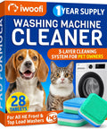 Heavy Duty Washer Cleaning Tabs For Pet Houses Dissolves Fur And Gunk Quick Erases Foul Smells In Front Or Top Load He Washers Comes With 28 Packs For A Year Of Zero Hassle Laundry Day Flex box with tablets and pet images