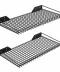 Heavy-Duty Wall Mounted Garage Shelves 2 Pack Metal Storage Racks Black 23.5 By 12 Inches Durable Powder-Coated Steel Shelves