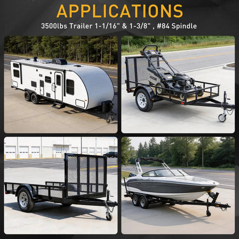 Sweet Heavy Duty 2 Pack Boat Trailer Idler Hub Kit 3500 Lbs For Your Rig with various trailers and a boat.