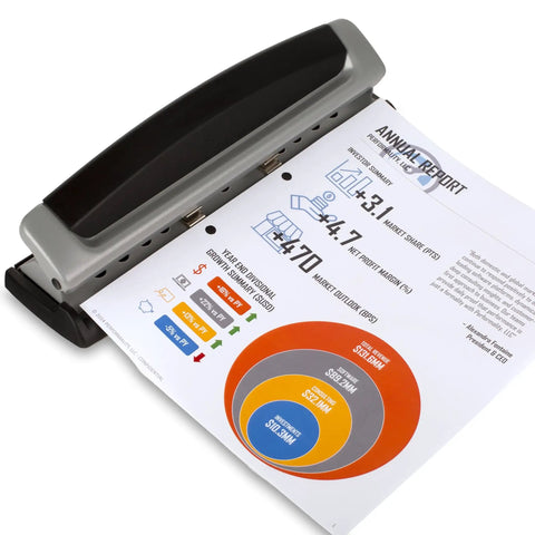 Office Workhorse 3 Hole Paper Punch With Adjustable 2 To 3 Hole Settings 10 Sheet Capacity Heavy Duty Metal Puncher Precision Pro