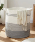 80 Liter Woven Laundry Hamper With Sturdy Handles And Decorative Storage Basket For Living Room Toy Bin Pillows Blankets And Clothes 20x18 Inch Gradient Gray Natural Handmade Durable Safe For Kids Nursery