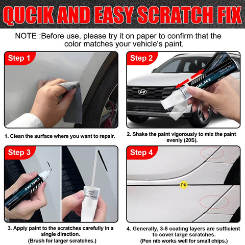 Instructions for using Hyundai Serenity White Pearl W6H Touch Up Paint Kit With 2 In 1 Scratch Remover Pen Color Matched For Hyundai Models