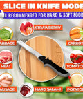 2 In 1 Kitchen Scissors For Food With Stainless Steel Blade And Plastic Cutting Board Safety Lock 9.5 Inch, sliced foods displayed