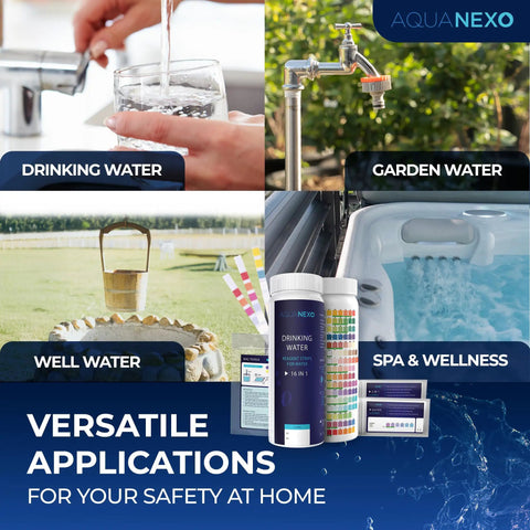 18 Parameters Drinking Water Test Strips Kit With 125 Strips Across 5 Packs shown for versatile water testing at home