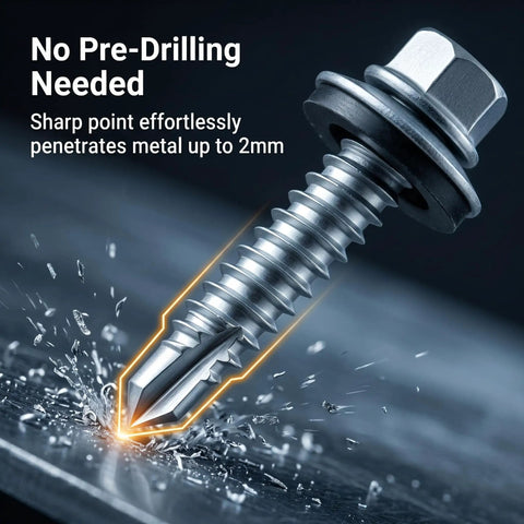 Size 10 X 1-1/2 Inch Metal Roofing Screws 260 Pack Hex Drive Self Tapping Fasteners With Rustproof Coating Tough As Nails For No Sweat Outdoor Construction Jobs