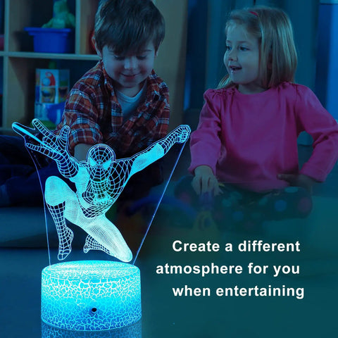 Children with Cool 3D Illusion Night Light For Kids With 16 Color Options And Remote Control Bedside Lamp