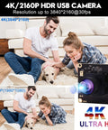 Diagram of 4K USB Camera with 170 Degree Fisheye Lens and Built-In Microphone, Ultra HD 3840x2160 at 30FPS for Machine Vision.