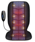 Back Massager Chair Pad With Heat, 10 Vibrating Motors for Office Chair and Home Use, controller and heat zones visible