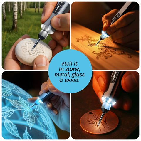 Engraving Pen for Metal, Wood, Glass, Plastic, and All Materials With 31 Pro Grade Bits, Bright LED Light, and 20,000 RPM