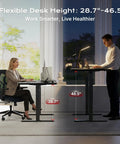 Two people using Electric Standing Desk 47 By 24 Inch With Built In Power Outlets And USB C Port Height Adjustable Sit Stand Desk