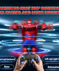 Transforming RC Car Toy With Eye Lights And Underbody Lights 2 4Ghz Remote demonstrating fast 360 degree rotation