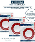3 Pack Flush Valve Seal Gasket For 210 And 211 Tower Valves Durable Toilet Tank Seal Set Includes Three Gasket Seals And Easy Install For Model 160 Tanks Using The 211 Valve., Mansfield 630-0030 red rubber seals in sealed packaging