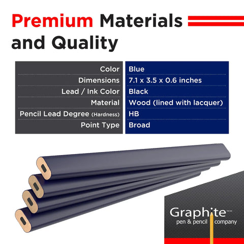 Rugged Graphite Carpenter Pencils That Leave Bold Tracks On Rough Lumber And Power Through Every Jobsite Grind With Hardcore Precision And No Sweat Durability For Woodwork, blue color, wood material, 7.1x3.5x0.6 inches.