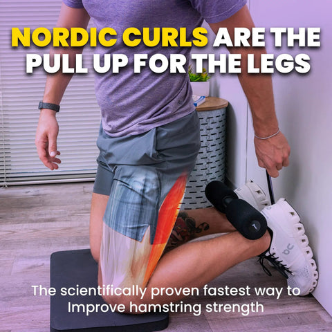 Person using Nordic Hamstring Curl Strap For Home And Travel, 5 Second Setup, Portable, Foam Padded Comfort for Nordic curls