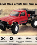 Red Off Road RC Truck One Sixteen Scale Beast With Proportional Steering 2 4Ghz 2CH 4WD Drivetrain All Terrain Rock Crawler RTR