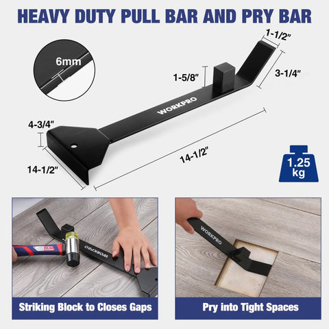 Laminate Flooring Installation Kit With Rubber Mallet And Fiberglass Handle 17 Inch Heavy Duty Pull Bar And Pry Bar details