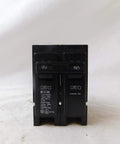 Front view of Two-Pole 120 to 240V 90A Plug-In Circuit Breaker for Home Panel BR290, shows breaker labels and switch