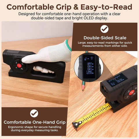 Hella Precise 393Ft Digital Tape Measure And 3 In 1 Laser Ruler With 16 Ft Steel Blade For No Sweat Area Volume Pythagorean Readings Built Tough For Diy Crews And Job Site Renos