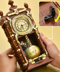Hands holding a Retro Clock Building Kit For Adults With Rotating Gears And Old School Vibe Pendulum For Home Decor
