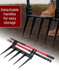 Heavy Duty Broad Fork Garden Tool With 5 Steel Tines For Loosening And Tilling Hard Soil Fiberglass Handle 43 Inch Made In The USA
