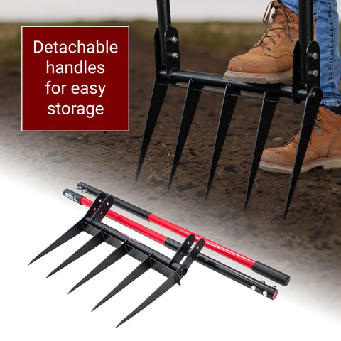 Heavy Duty Broad Fork Garden Tool With 5 Steel Tines For Loosening And Tilling Hard Soil Fiberglass Handle 43 Inch Made In The USA
