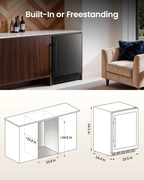 180 Can Beverage Refrigerator With Under Counter Design 24 Inch Outdoor Fridge In Black Stainless Steel Built In Or Freestanding