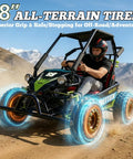 Powerful 125cc Gas Powered Go Kart For Off Road Adventures With Dual Suspension And 8 Inch All Terrain Tires on dirt path