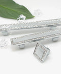 Crystal Cabinet Pulls 4 Pack With 1 Inch Screws Zinc Alloy Crystal Drawer Pull Handles with crystals on white background