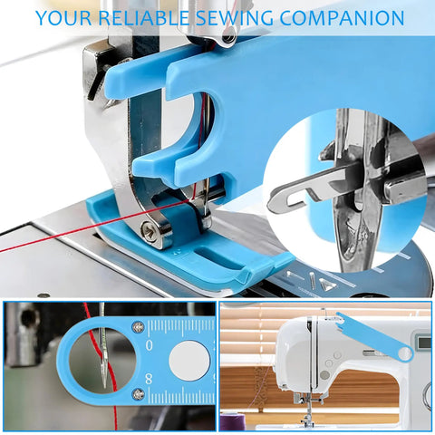 3 In 1 Quick Threading Needle Threader For Sewing Machines With Alignment Guide Magnetic Back Built In Ruler And Magnifying Lens