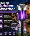 Solar Powered Outdoor Bug Zapper Beast Mosquito Trap For Yard And Garden With Purple And White Lights, Auto On At Dusk, Weatherproof Insect Killer For Patio Backyard Pathway.