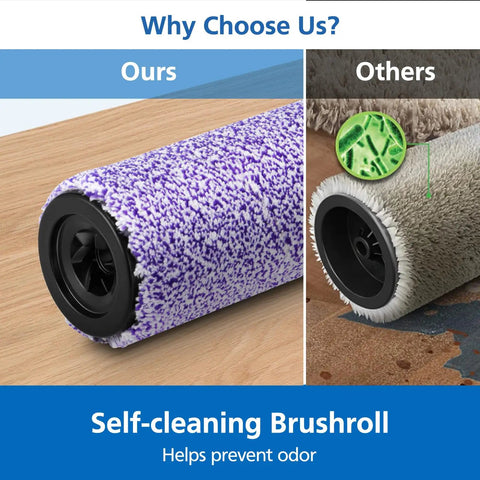 Comparison of self-cleaning brushroll with others for Replacement Brushroll And Foam Filter Bundle For HydroVac WD101 WD100 WD101C