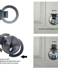 Anti Bump And Anti Pick Deadbolt Guard For In Swing And Out Swing Doors Quick No Drill Install In Minutes Fits Most Single Cylinder Deadbolts Nickel Plated adds extra home security shown in installation and use on door lock.