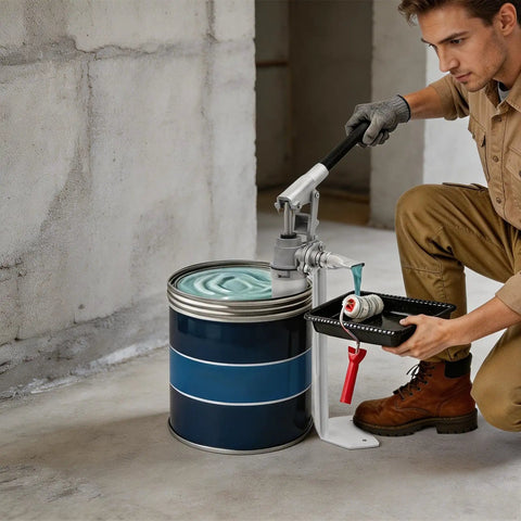 Heavy Duty Manual Paste Transfer Pump With Long Handle Anodized Alloy Body For Paint Solvent Resistance Ergonomic Design Reduces Arm Strain Quick Release Detachable Parts For Professional Coating Loading And Renovation Fluid Feeding Applications